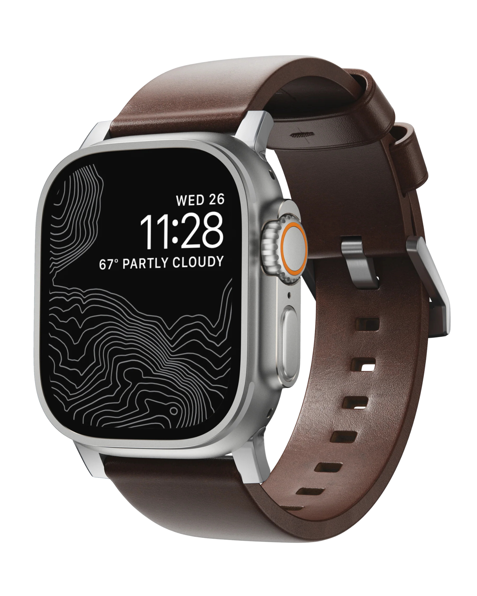 Ремешок Nomad Modern Leather Band Silver Hardware Rustic Brown Horween 46mm/49mm (NM1A4RSM00)